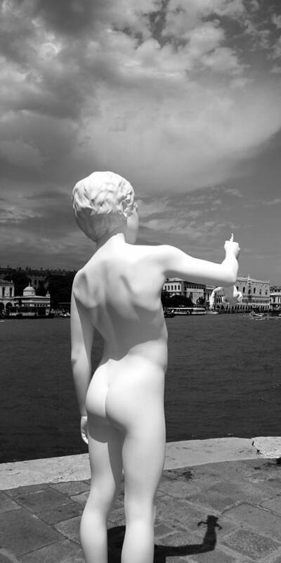 Boy With Frog Art Print featuring the photograph Venice Statue 2 by Andrew Fare