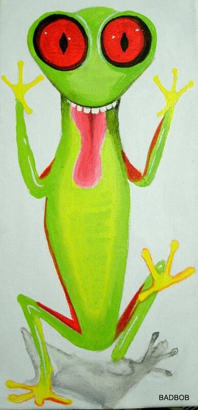 Frogs Art Print featuring the painting Badfrog by Robert Francis