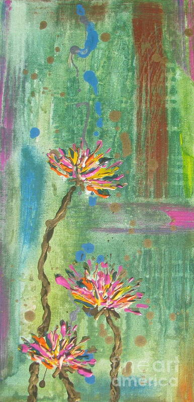 Land Art Print featuring the painting Flowers 1 by Jacqueline Athmann