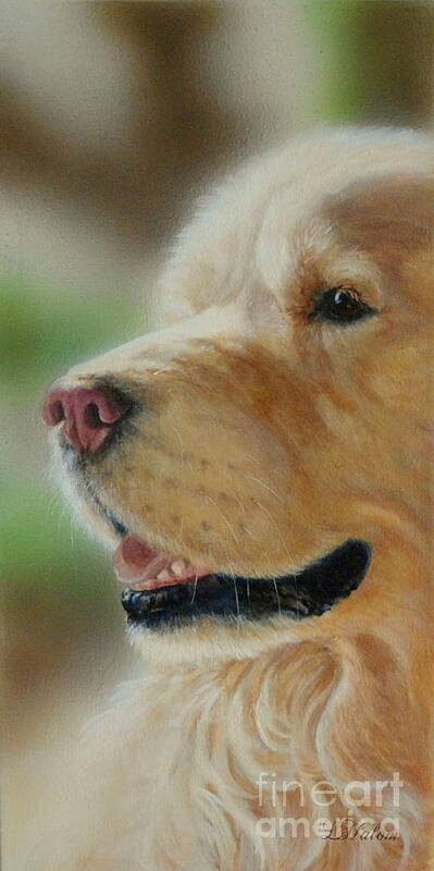 Golden Retriever Art Print featuring the painting Golden Retriever by Greg and Linda Halom