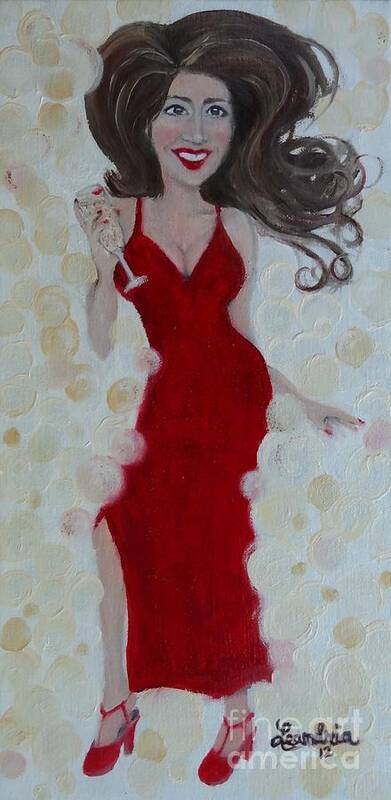 Leandria Goodman Art Print featuring the painting Red Champagne by Leandria Goodman