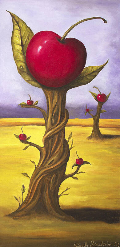 Surrealism Art Print featuring the painting Surreal Cherry Trees by Leah Saulnier The Painting Maniac
