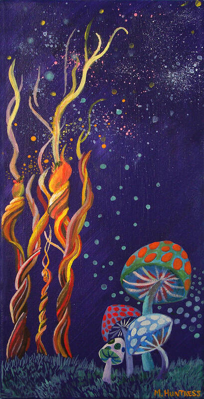 Fantasy Art Print featuring the painting Twisting in the Night by Mindy Huntress