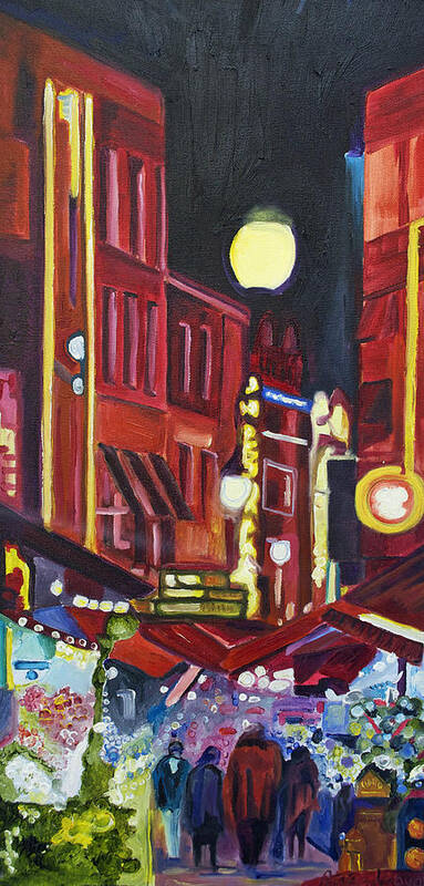 Europe Art Print featuring the painting Night Market by Patricia Arroyo