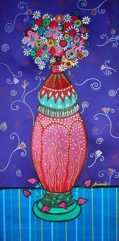 Vase Art Print featuring the painting Blooms #3 by Pristine Cartera Turkus