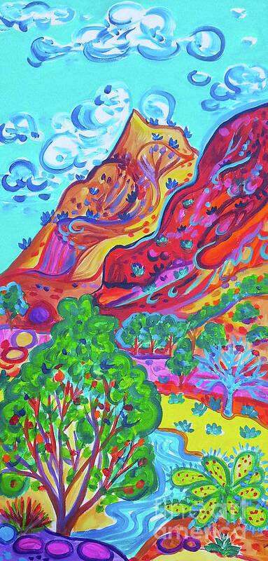 Taos Art Print featuring the painting Taos Gorge Peak by Rachel Houseman