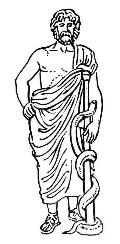 Ancient Art Print featuring the drawing Asclepius / Aesculapius by Granger