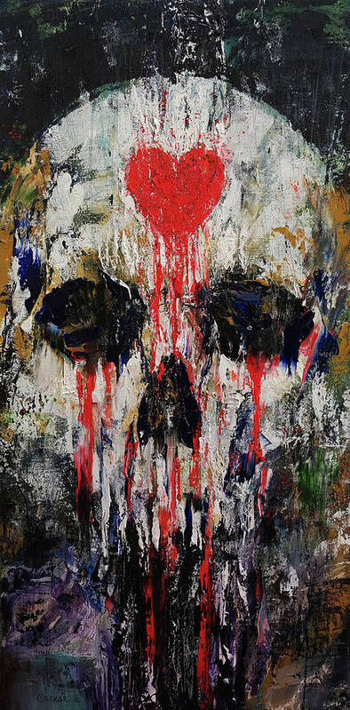 Skull Art Print featuring the painting Bleeding Heart by Michael Creese