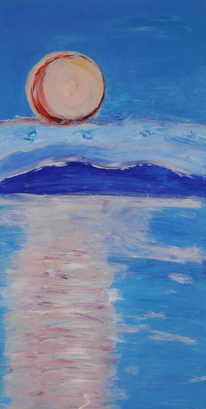 Landscape Art Print featuring the painting Blue Sunrise by Shelley Myers