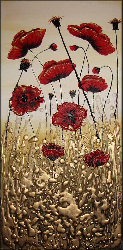 Poppies Art Print featuring the painting Delightful Red Poppies by Amanda Dagg