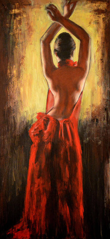 Flamenco Art Print featuring the painting Desplante by Escha Van den bogerd