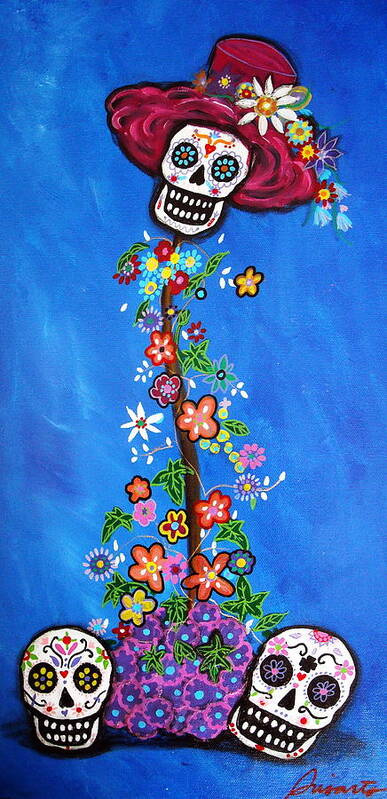 Dia Art Print featuring the painting Dia De Los Muertos by Pristine Cartera Turkus