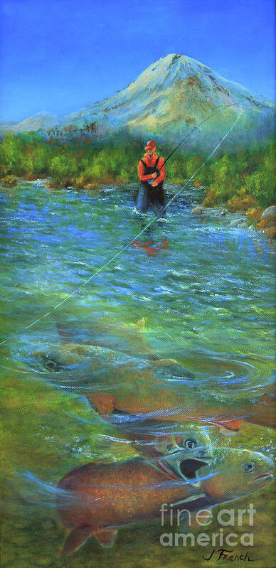 River Art Print featuring the painting Fish Story by Jeanette French