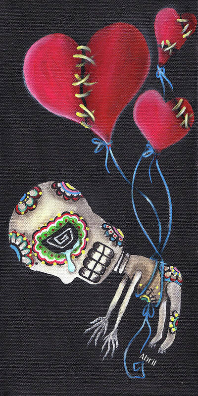Day Of The Dead Art Print featuring the painting Floating Away by Abril Andrade