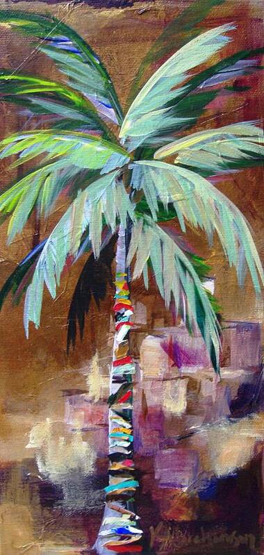 Palm Art Print featuring the painting Golden Amethyst Palm by Kristen Abrahamson