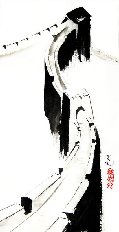 Great Wall Art Print featuring the painting Great Wall of China by Oiyee At Oystudio