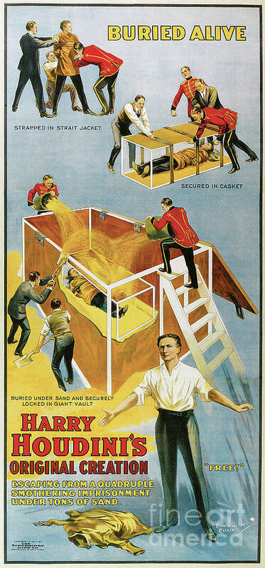 Houdini Advertising Poster Art Print featuring the photograph Houdini Buried Alive by Jon Neidert