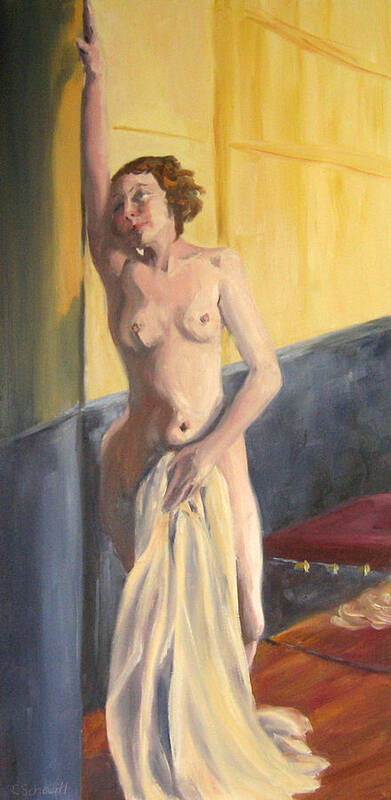 Nude Art Print featuring the painting Like a Cello by Connie Schaertl