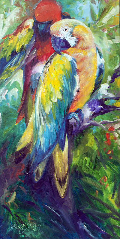 Bird Art Print featuring the painting Macaw Pair by Marcia Baldwin