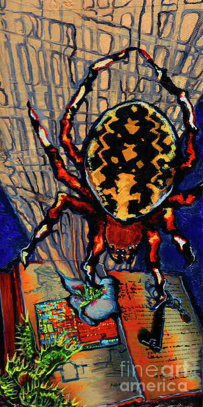 Spider Art Print featuring the painting Marbled Orbweaver by Emily McLaughlin