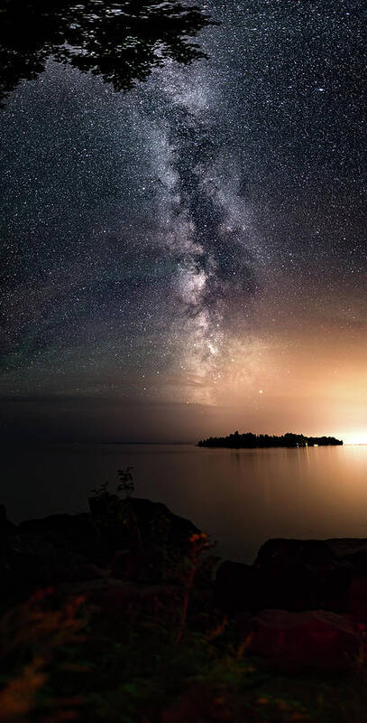 Art Art Print featuring the photograph Milky Way over Mary Island from Silver Harbour near Thunder Bay by Jakub Sisak