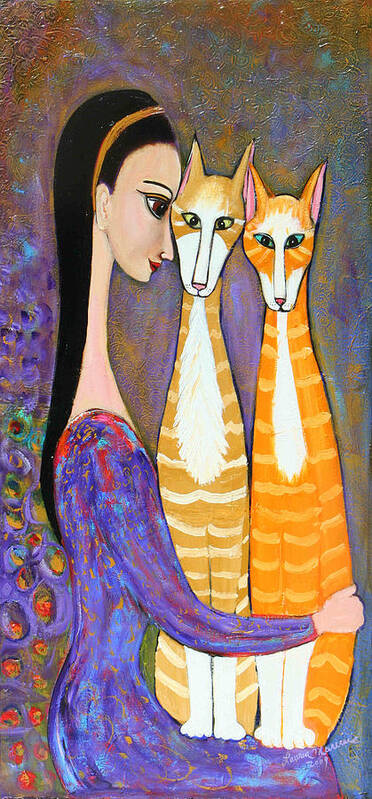 Cats Art Print featuring the painting My Two Cats by Lauren Marems