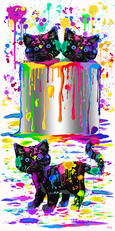 Cats Art Print featuring the painting Painting Pals by Nick Gustafson