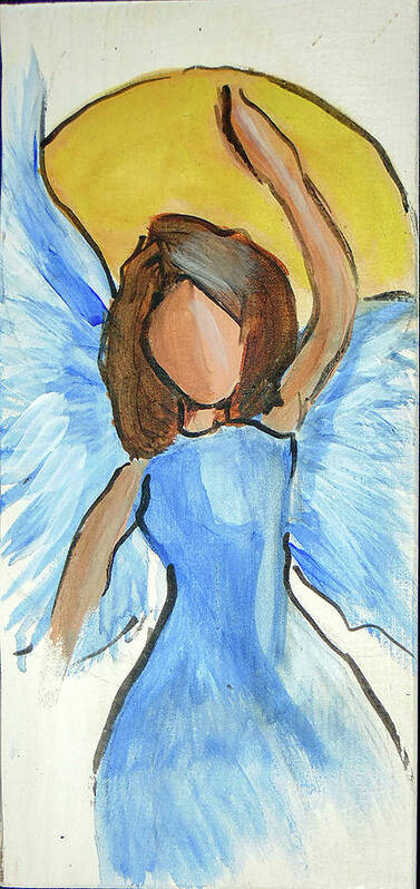  Art Print featuring the painting Praising Angel by Loretta Nash