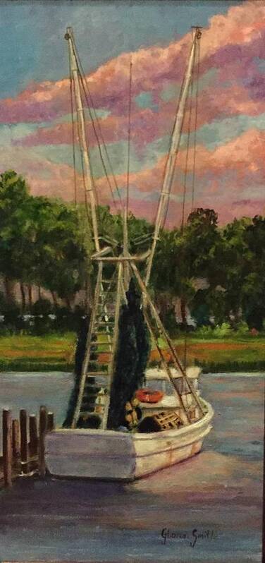 Shrimp Boat Art Print featuring the painting Ready For Work by Gloria Smith