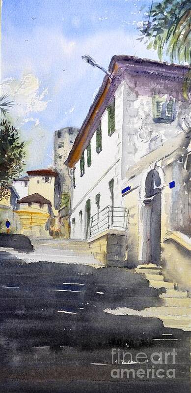 Stepenice Art Print featuring the painting Stepenice Herceg Novi by Nenad Kojic Watercolours