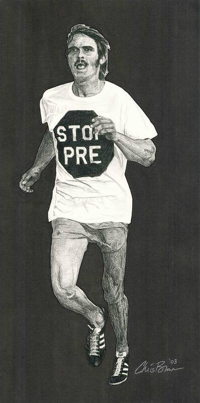 Steve Prefontaine Art Print featuring the drawing Stop Pre by Chris Brown