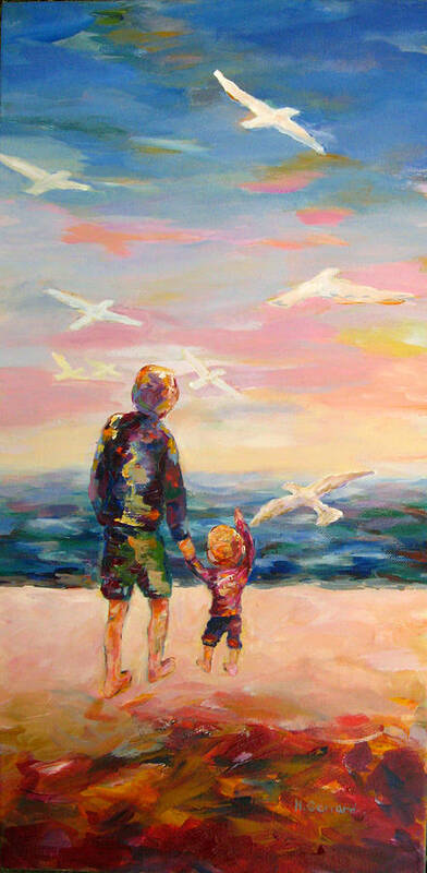 Seascape Art Print featuring the painting This is Awesome Dad by Naomi Gerrard