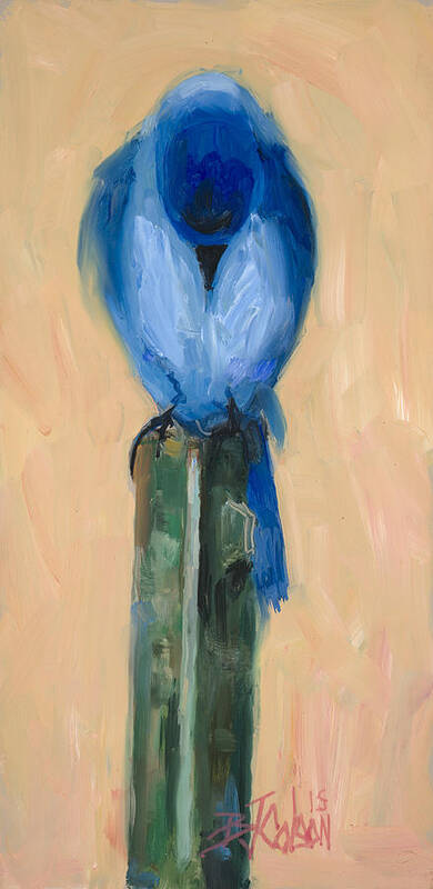 Mountain Bluebird Art Print featuring the painting What is THAT? by Billie Colson