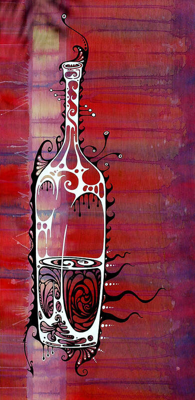 Wine Art Print featuring the painting Zinfandel by John Benko