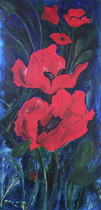 Hyacinth Paul Art Art Print featuring the painting Cia's Poppies #2 by Hyacinth Paul