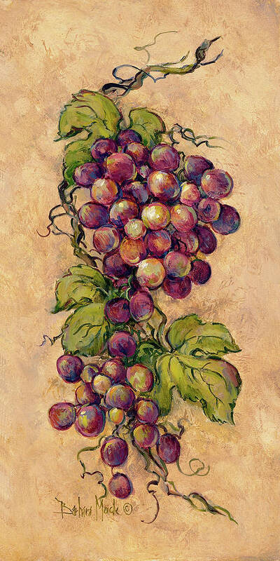 Vintage Grapevine Art Print featuring the painting 13932 Vintage Grapevine II by Barbara Mock