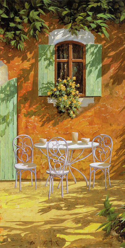 White Table Art Print featuring the painting Bianco Su Giallo by Guido Borelli