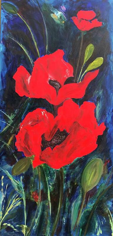 Hyacinth Paul Art Art Print featuring the painting Cia's Poppies by Hyacinth Paul