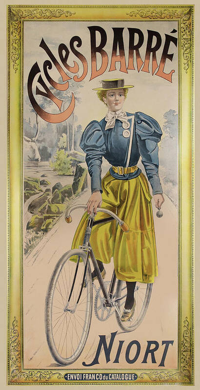 Bicycle Art Print featuring the painting Cycles Barr Niort by Anonymous