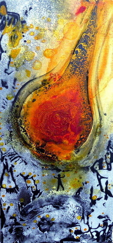 Fire Art Print featuring the painting Fireball by 'REA' Gallery
