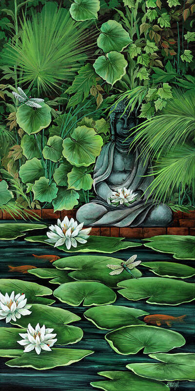 Koi Pond Art Print featuring the painting Koi Pond by Debbi Wetzel