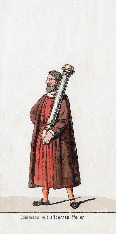 Engraving Art Print featuring the drawing Nobleman With Silver Column, Costume by Print Collector