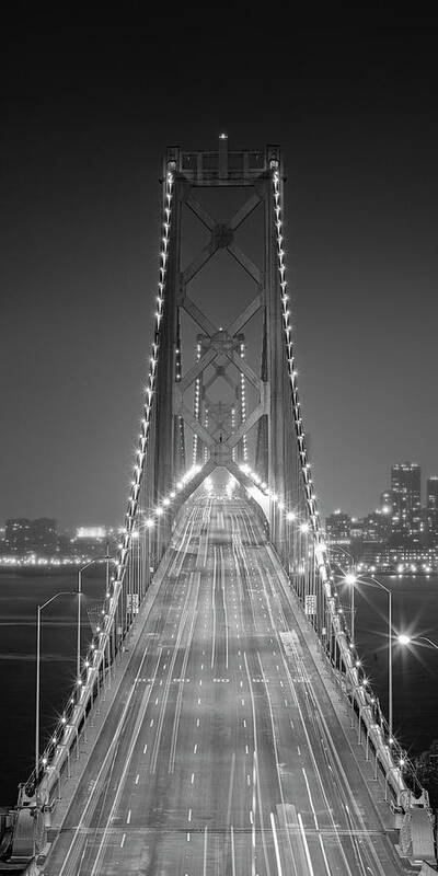 Bridge Art Print featuring the photograph Oakland Bridge 3 Bw by Moises Levy