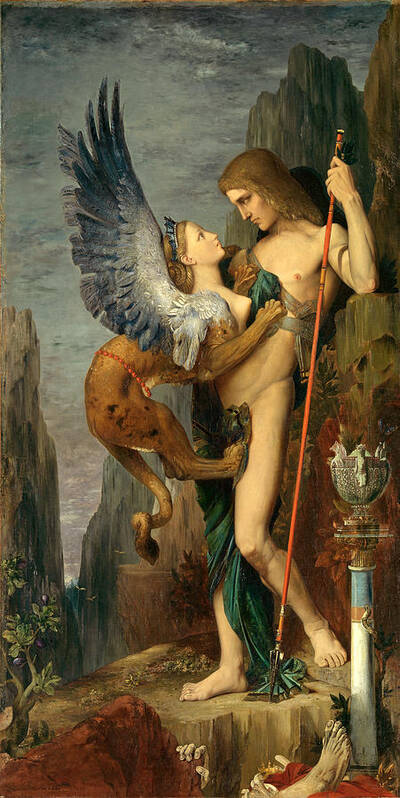 Gustave Moreau Art Print featuring the painting Oedipus and the Sphinx #10 by Gustave Moreau