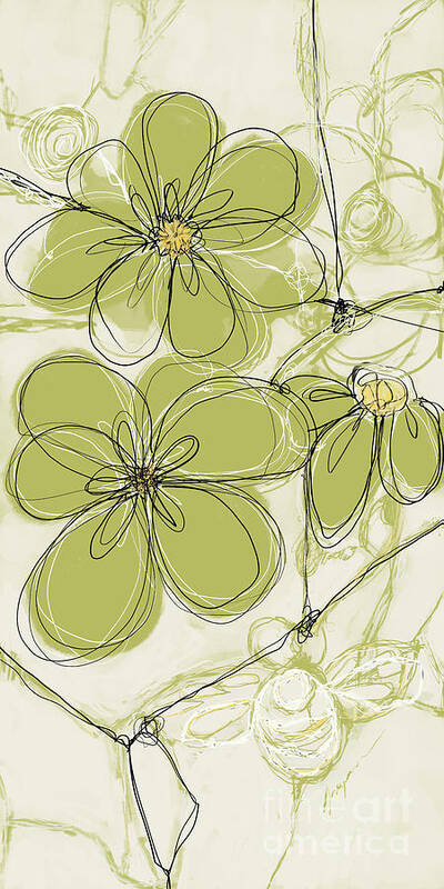 Green Abstract Flowers Art Print featuring the digital art Abstract Flowers in Green by Patricia Awapara