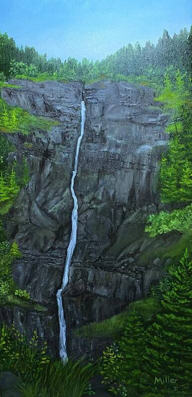  Art Print featuring the painting Adirondack Waterfall by Peggy Miller