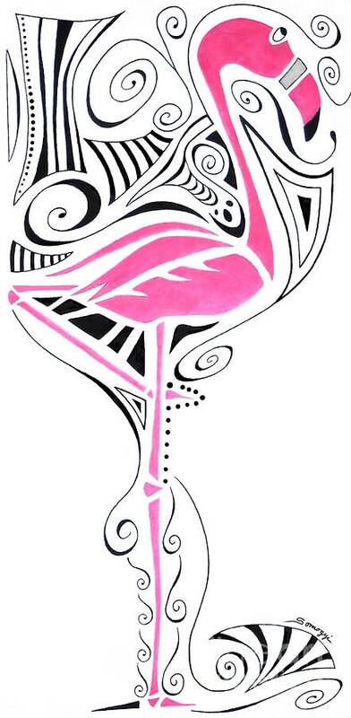 Flamingo Art Print featuring the painting Fanciful Flamingo by Jayne Somogy