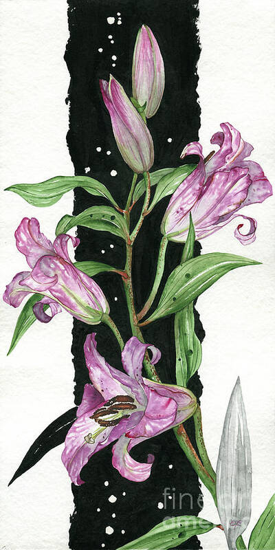 Lily Art Print featuring the painting Flower Lily 01 Elena Yakubovich by Elena Daniel Yakubovich