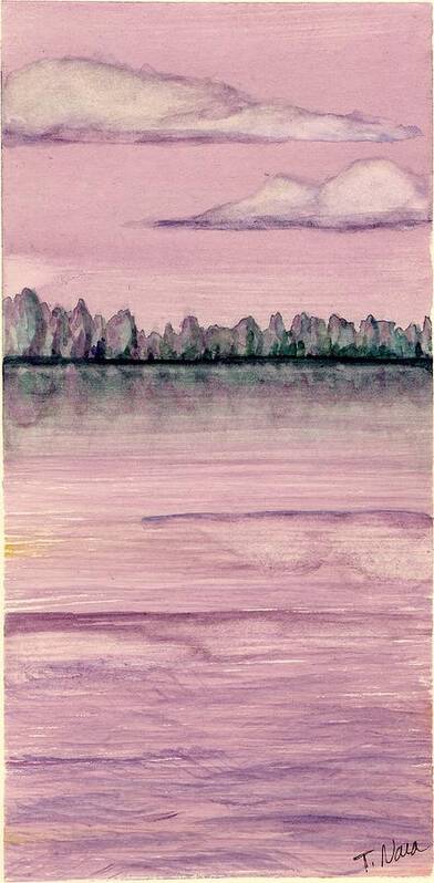 Watercolor Art Print featuring the painting Lake Clouds Dusk by Tammy Nara