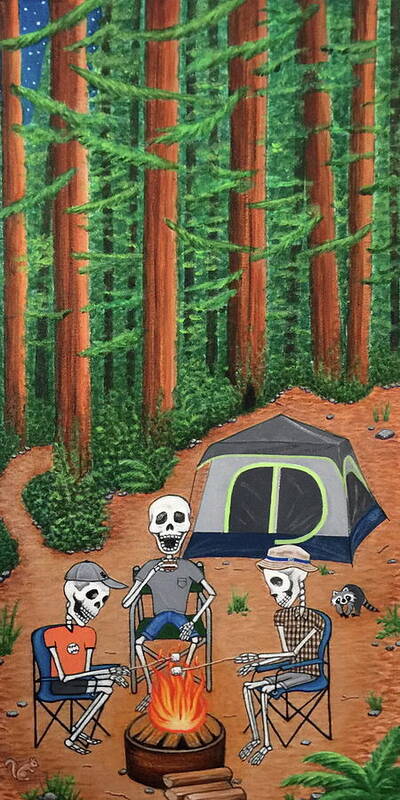 Dia De Los Muertos Art Print featuring the painting Memorial Camping by Evangelina Portillo